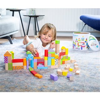 Building blocks in a drum - fantasy color - 100 pieces